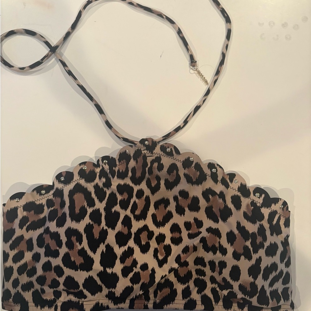 Leopard Print Scalloped Swim Top / Bikini Top  Kate Spade - Brown/Black